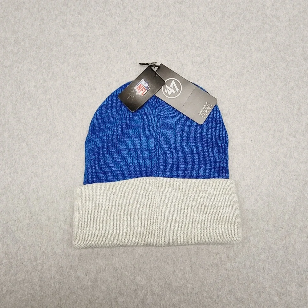 '47 Brand Indianapolis Colts Beanie Hat Cap 2 Tone Royal‎ Blue Logo NFL Football